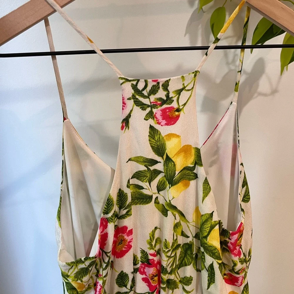 Everly Lemon Floral Spaghetti Strap Maxi Dress Size S Summer Garden Party - Picture 5 of 7